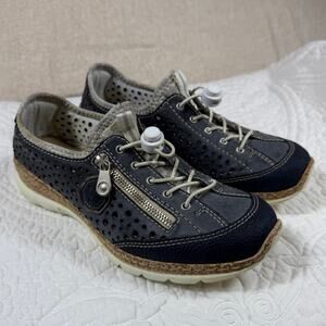 Rieker Sport Nikita Women 8 Blue Slip On Walking Sneakers Comfort Casual Shoe